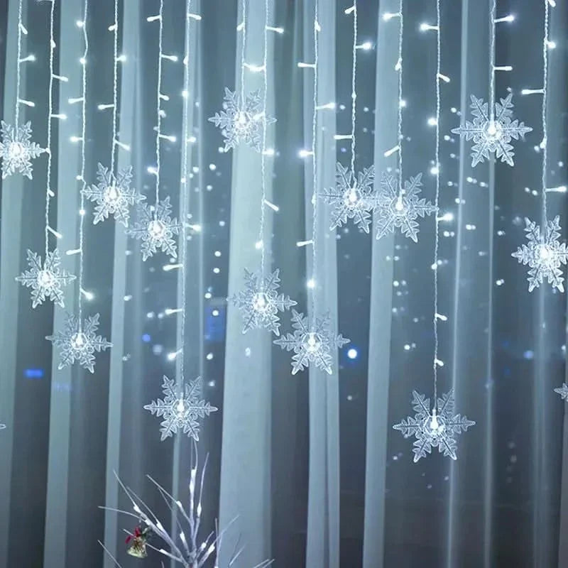 Cortina de Luzes LED Floco de Neve – Magia Natalina em Cada Detalhe