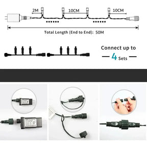 Luzes de Fada LED Impermeáveis - Magia Natalina com Controle Remoto