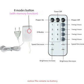 Cortina de Luzes de Fadas LED com Controle Remoto para Natal